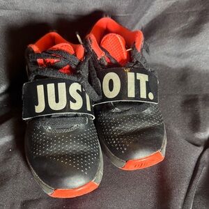 Nike Kids Black and Red 'Just Do It' Sneakers
